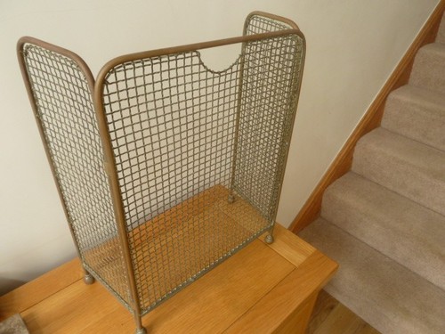 Vintage solid brass fire guard - vintage,