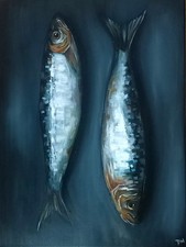 2 Fish On A Dish. Original Oil
