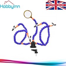 Solder Helping Hands Soldering Third Hand Tool 5 Flexible Arms Magnifying Glass 