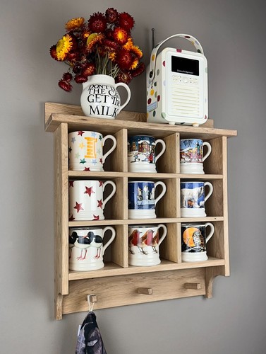 Oak shelf display - shelf, hole