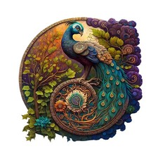 Peacock Round Wooden Jigsaw