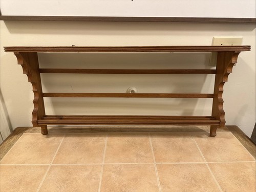 Vtg oak wall decor - shelf, 36"