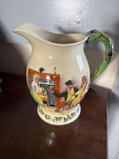 1930s CROWN DEVON ROBERT BURNS 'AULD LANG SYNE' MUSICAL JUG Xmas New Year 7.7”