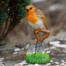 Resin Robin on Spade Statue