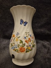 Aynsley 8" Spiral Vase Cottage Garden Design. Fine Bone China. Made In England