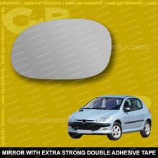 For Peugeot 206 wing mirror glass 98-09 Left Passenger side Spherical