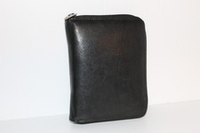 Vintage Soft Leather Safety Zip Up Wallet W/ Calculator Window Cash Card Divider