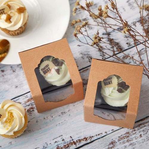 Cupcake box brown kraft - brown,