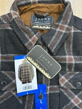 Jachs New York Men’s Black Plaid Wool Blend Quilted Shirt Jacket Size L