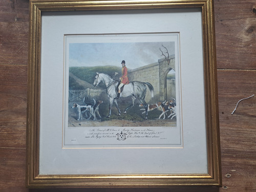 Old hunting picture horse - picture,