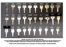 60 (X 2 OF EACH KEY) MACHINERY EXCAVATORS DIGGERS PLANT ROLLERS MASTER KEY SET