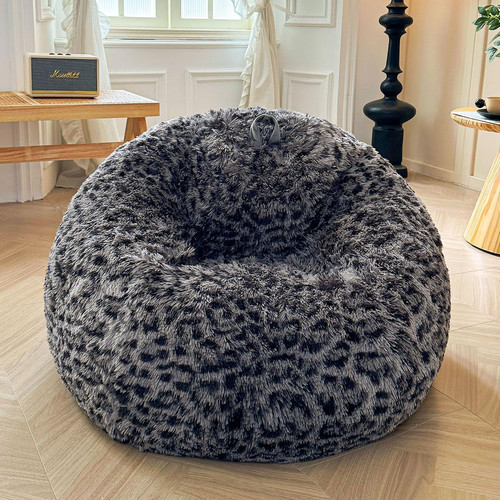 Faux fur leopard print bean - faux,
