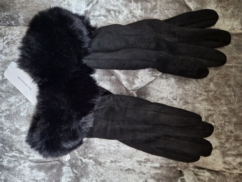 Ladies black velvet gloves - ladies,
