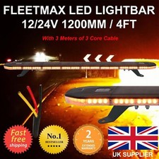LED Amber Beacon Light Bar Strobe Recovery Warning 120cm 1200mm 1.2m 48" 12v 24v