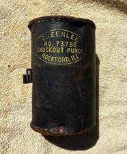 VINTAGE GREENLEE NO. 735 BB KNOCKOUT PUNCHES 4 PIECE CONDUIT SET W LEATHER CASE