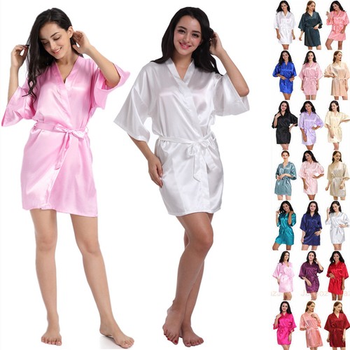 Plain satin silk robe - uk,