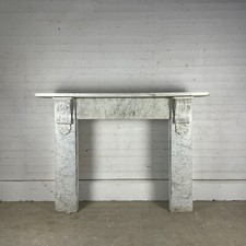 Original Victorian White Carrara Marble Fire Surround with Corbels