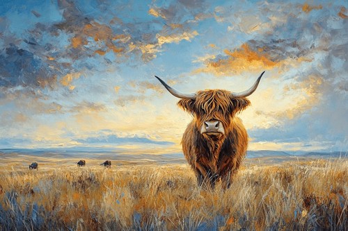 Highland cow canvas picture - highland,