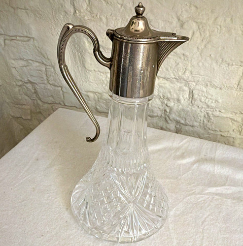 Cut glass decanter metal - cut,