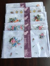 5 Pack Ladies Handkerchiefs Hankies  White Floral Print Cotton Polyester
