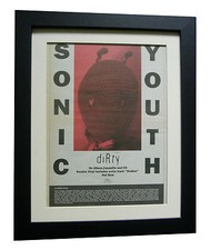 SONIC YOUTH+Dirty+100%+POSTER+AD+RARE ORIGINAL 1992+FRAMED+EXPRESS WORLD SHIP
