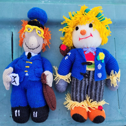Hand knitted postman pat - knitted,