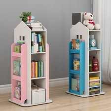 360° Rotating Bookshelf Castle Rack Freetanding Children's Bookcase Toys Storage