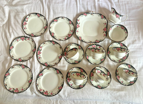 1950 aynsley roses - aynsley, roses/black