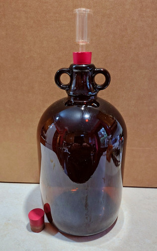 Amber brown demijohn wine - wine, jar