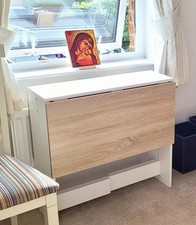 Drop Leaf Dining Table Small Breakfast Desk Folding Space Saving Modern Kitchen