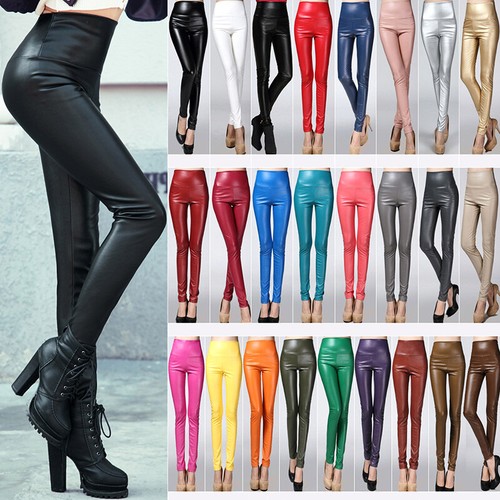 Womens leather wet - pu, look