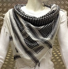 100% Cotton Shemagh / Arab Scarf / Pashmina / Wrap / Sarong Black on White - NEW