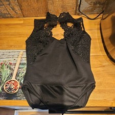 Vintage retro style black lace satin body corset babydoll girdle garter pin up