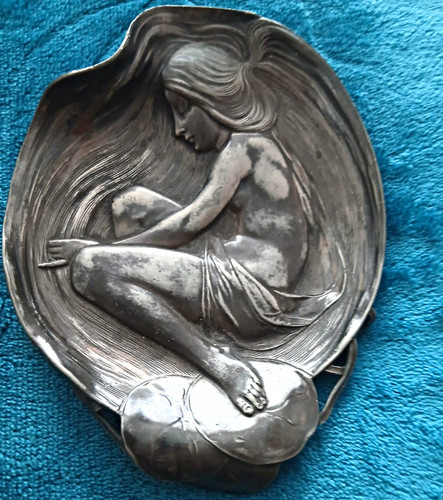 Art nouveau pewter metal - art,