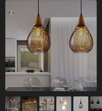 Vintage Teardrop Pendant Ceiling Light Clear Glass Shade