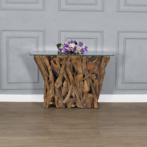 Teak root console - table, with