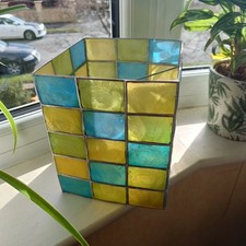 Vintage Capiz Shell Ceiling Pendant Light Shade Blue Yellow Green 