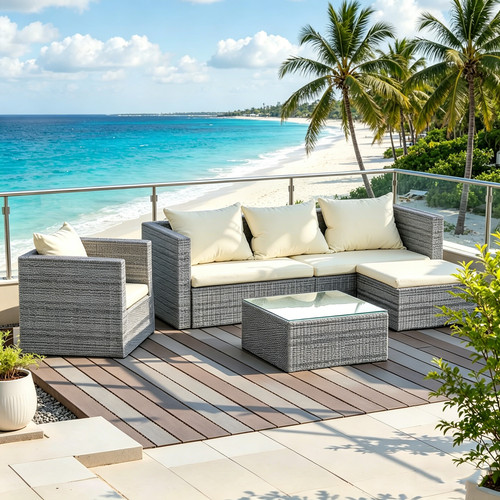 Patio rattan furniture set - furniture,