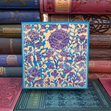 Vintage Paper Mache Kashmir Trinket Box Hand Painted, Velvet Lined 5.75 x 5.75" 