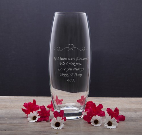 Personalised glass vase - personalised, silver