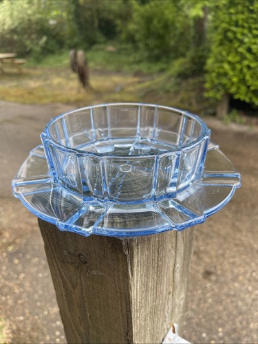 Art deco blue glass butter - art,