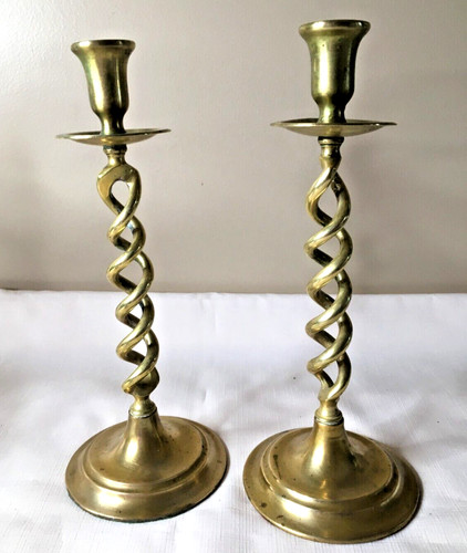 Pair solid brass open - open, barley