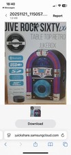 Steepletone Jive Rock Sixty Mini Tabletop Jukebox Bluetooth CD FM Radio
