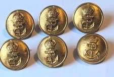 6 Original WW2 Royal Navy Greatcoat KC Gilt Buttons - Very Large 29mm