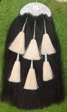 Original Long Black horse hair  Handmade Scottish kilt Sporran- Thistle Cantl