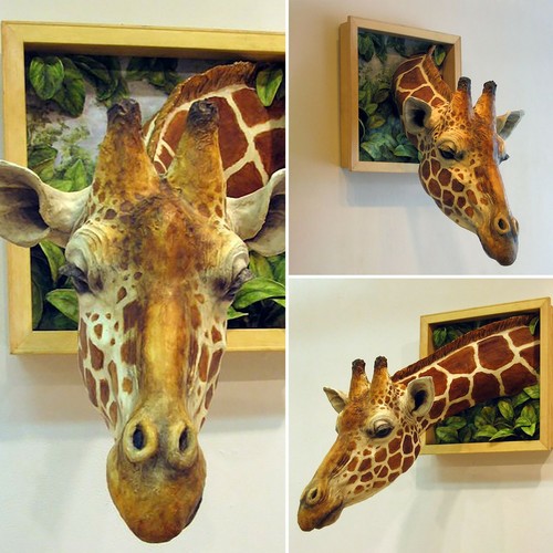 Giraffe head wall - 3d,