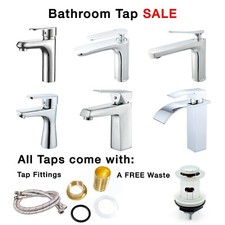Basin Mixer Tap Mono Single Lever Chrome Bathroom Faucet & Click Slotted Waste
