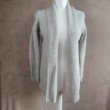 Irelands Eye Womens Grey Knit Cardigan Size XS Open Front Tight Knit Virgin Wool