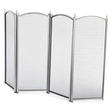 LIVIVO 4 Panel Fireplace Screen Nickel Finish Mesh Spark Guard for Fire Safety