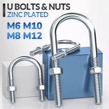 U BOLTS & NUTS M6 M8 M10 M12 ZINC PLATED BRACKET FOR CAR BOAT FARM TRAILERS